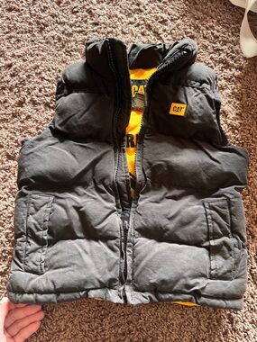 Kids Black Puffer Vest with Yellow Lining